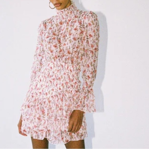 Princess Polly Dresses & Skirts - PRINCESS POLLY PINK FLORAL SMOCKED WAIST GUETTA MINI FORMAL PARTY DRESS WOMENS 6